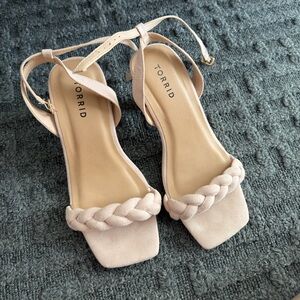 Torrid Blush Braided Strap Block Heels